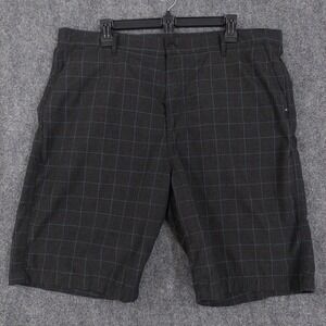 Quiksilver Shorts Mens 38 Plaid Flat Front Dressy Regular Fit Polyester Golf Cas